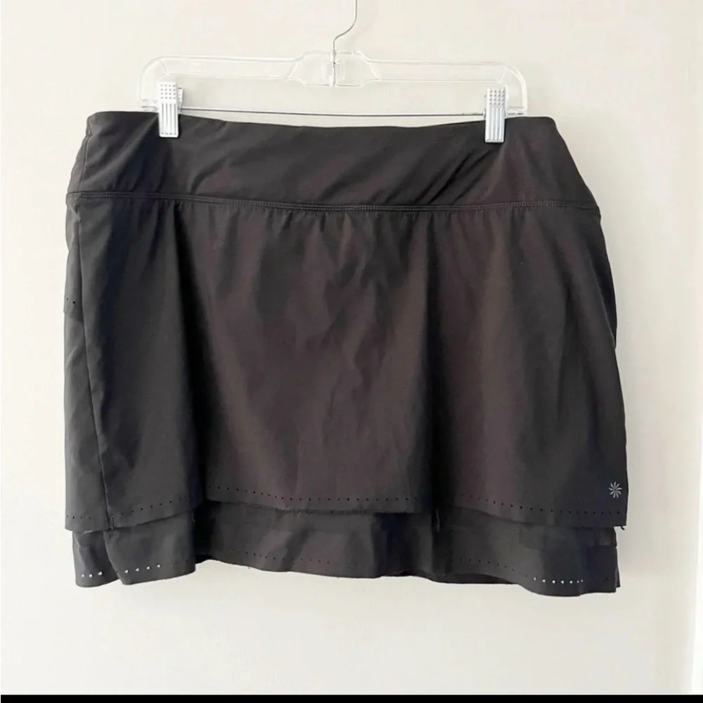 Athleta Black Laser Cut Run Skort Tennis Golf Pickleball Athletic XL